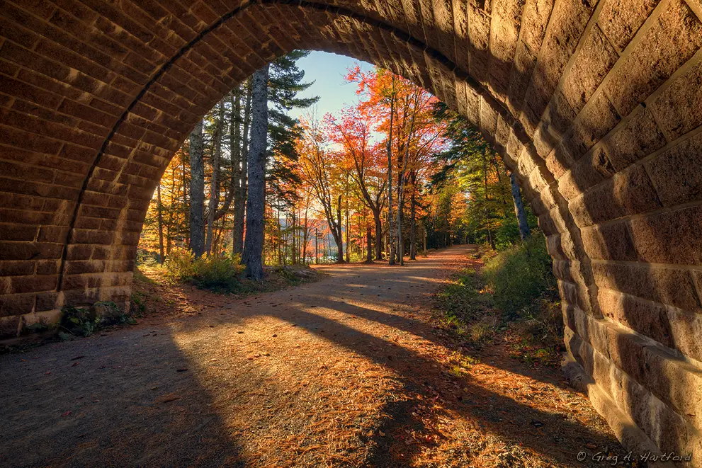 Carriage Road and Stone faced Bridge at Eagle Lake